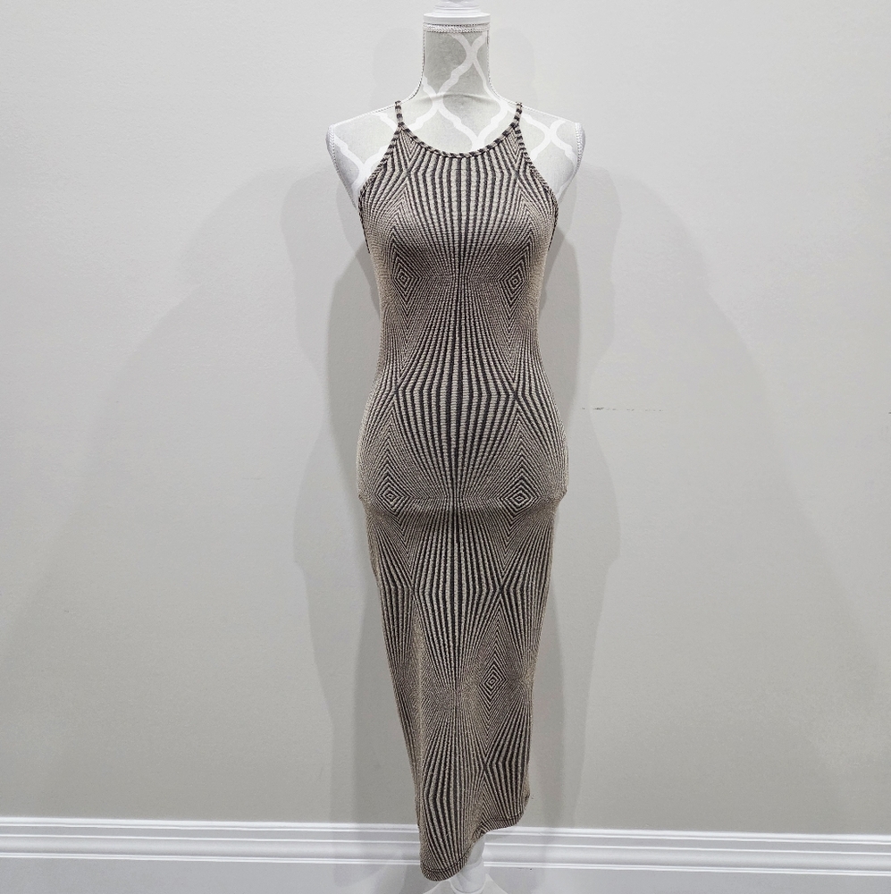 Chic Geometric Patterned Midi Dress